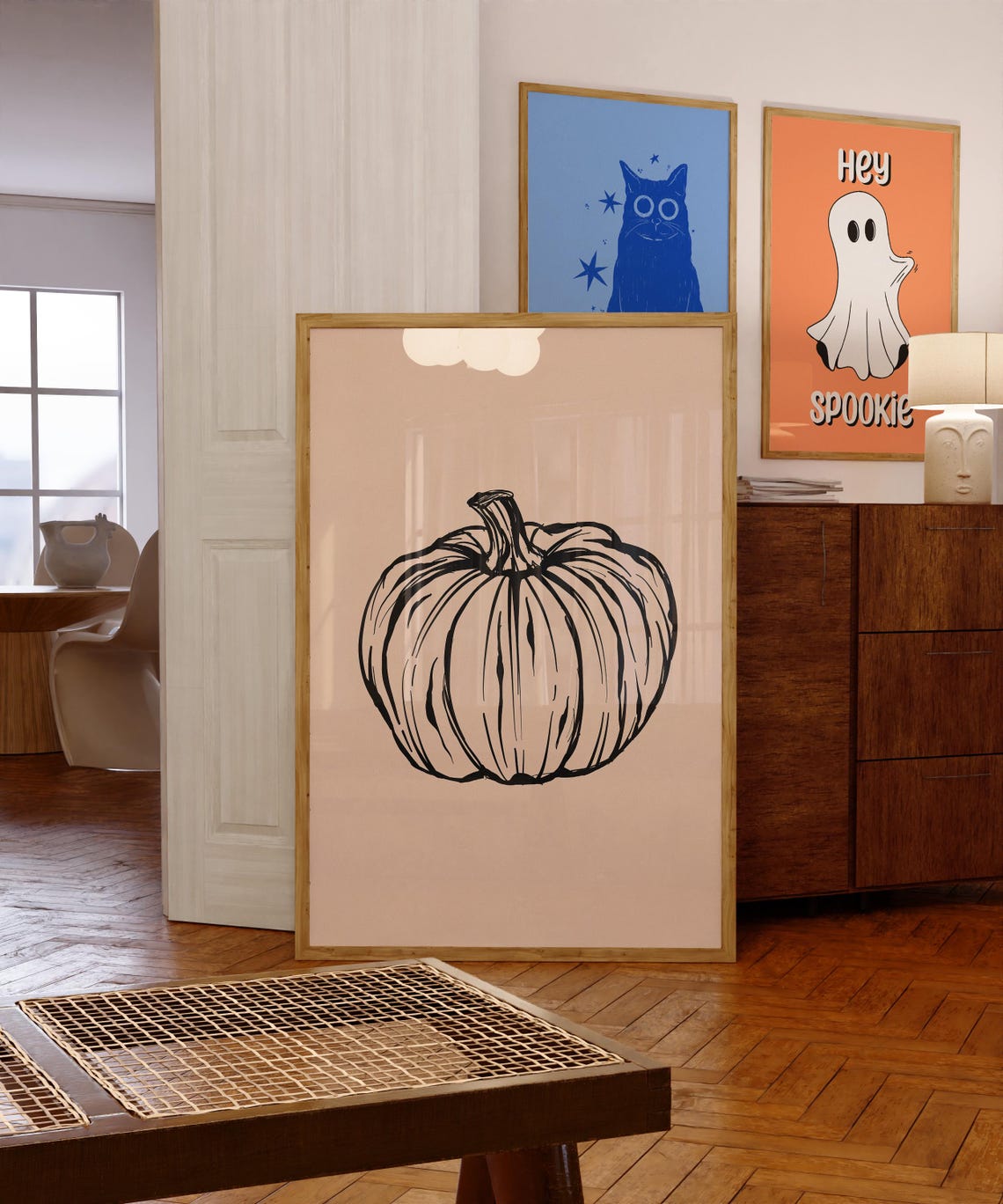 Minimalist Pumpkin Sketch Beige Fall Seasonal Kitchen Decor Poster - Image 6