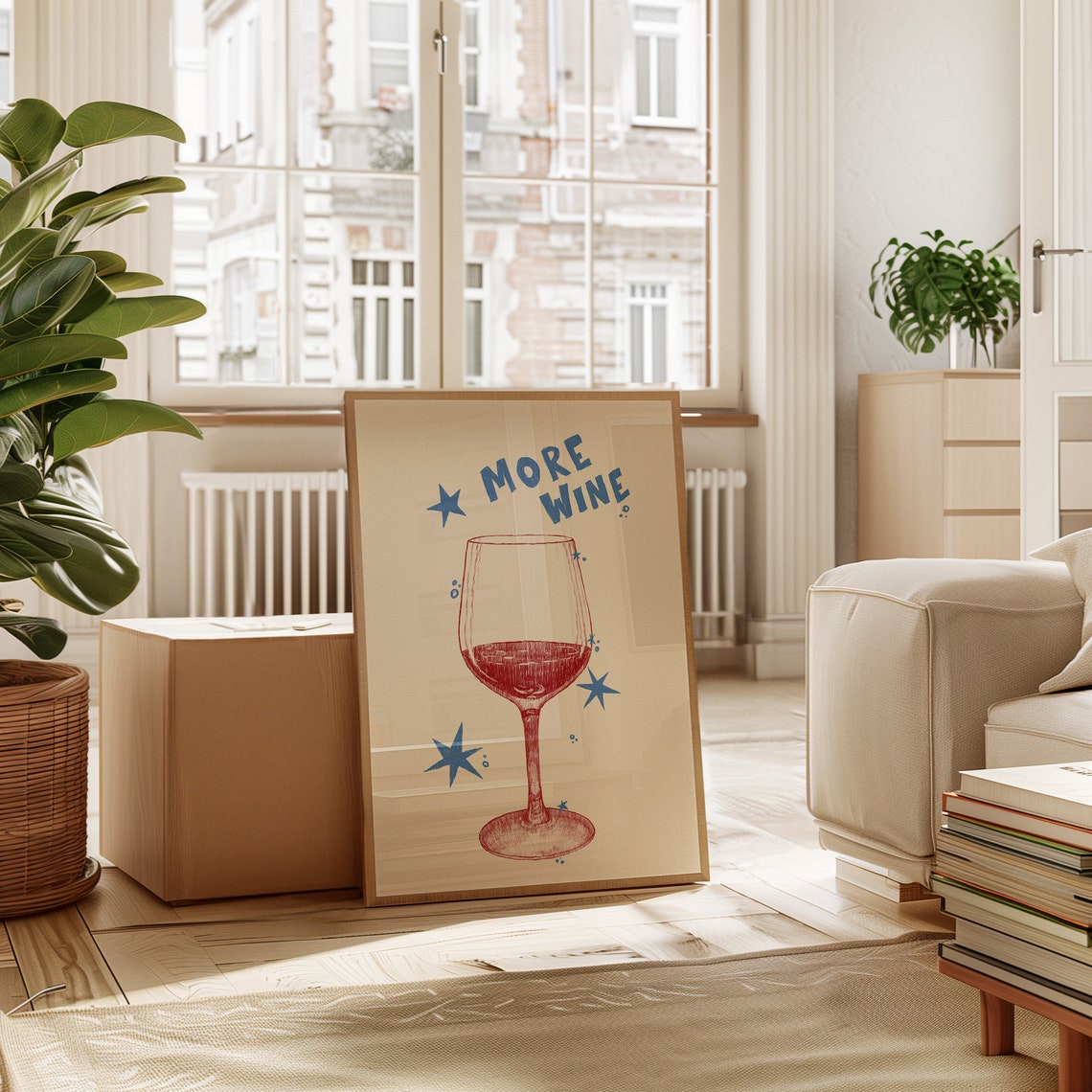 More Wine Glass Retro Sketch Fun Bar Cart Wine Decor Art Poster - Image 7