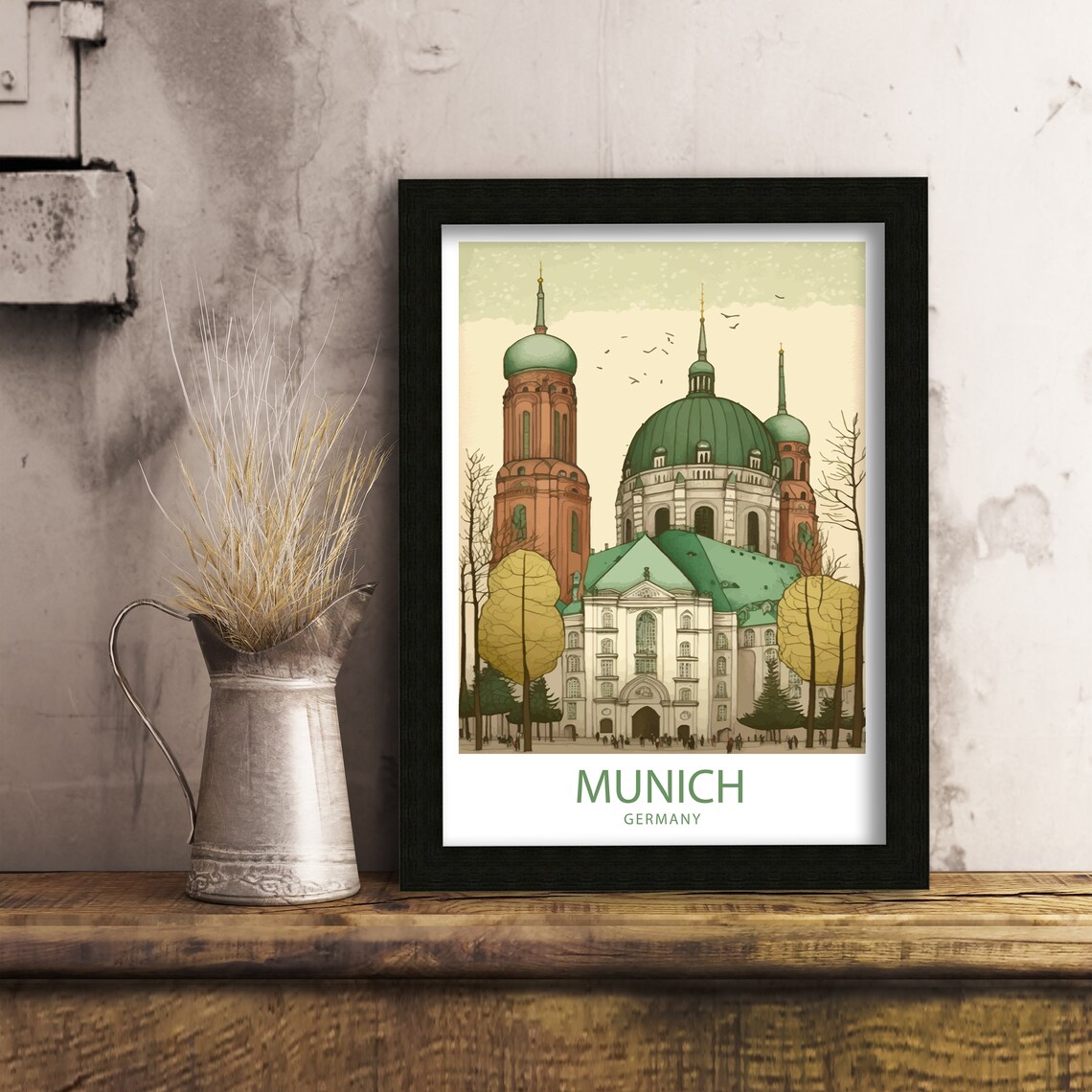 Munich Germany Grand Domed Cathedral Autumn City Travel Poster - Image 6