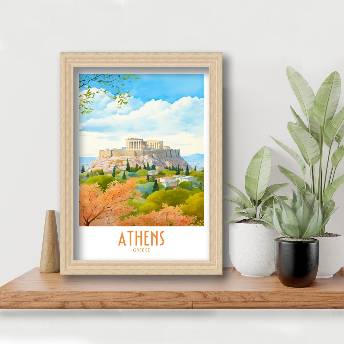 Athens Greece Acropolis Seasonal Foliage Hillside Trees View Poster - Image 6