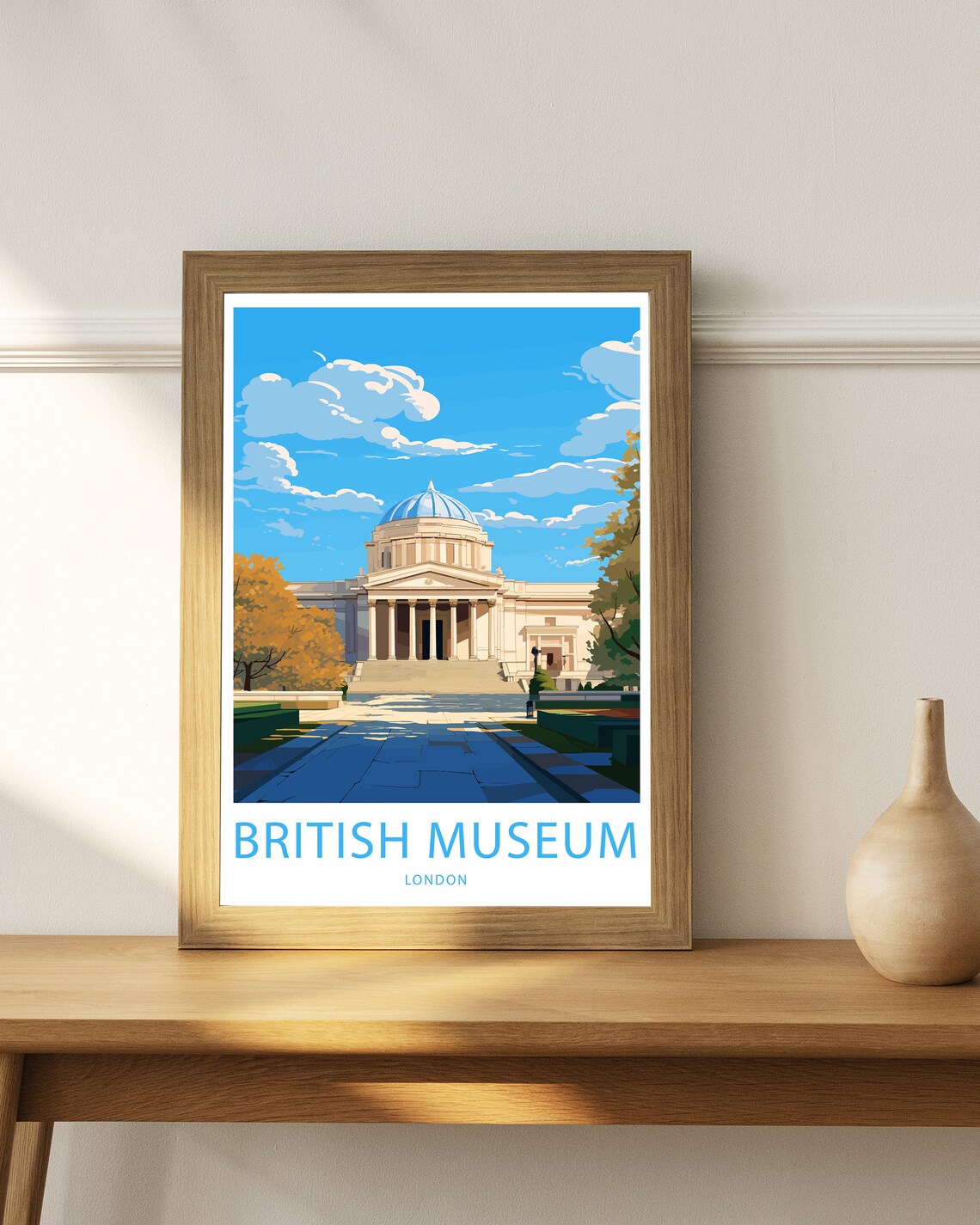 British Museum London Grand Facade Vintage Illustrated Travel Poster - Image 3