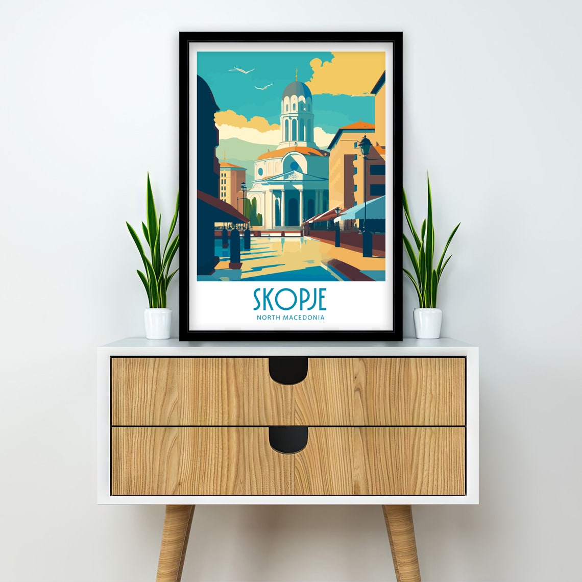Skopje Travel Print Skopje Macedonia Wall Art Skopje Home Living Decor Skopje Macedonia Illustration Travel Poster Gift For Skopje Macedonia - Image 2