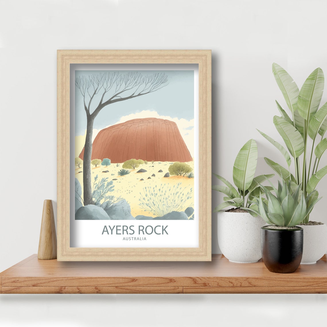 Ayers Rock Australia Watercolor Desert Monolith Landscape Poster - Image 5