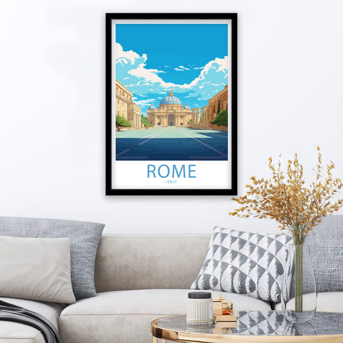 Rome Italy Saint Peters Basilica Square Bright Skyline Art Poster - Image 2