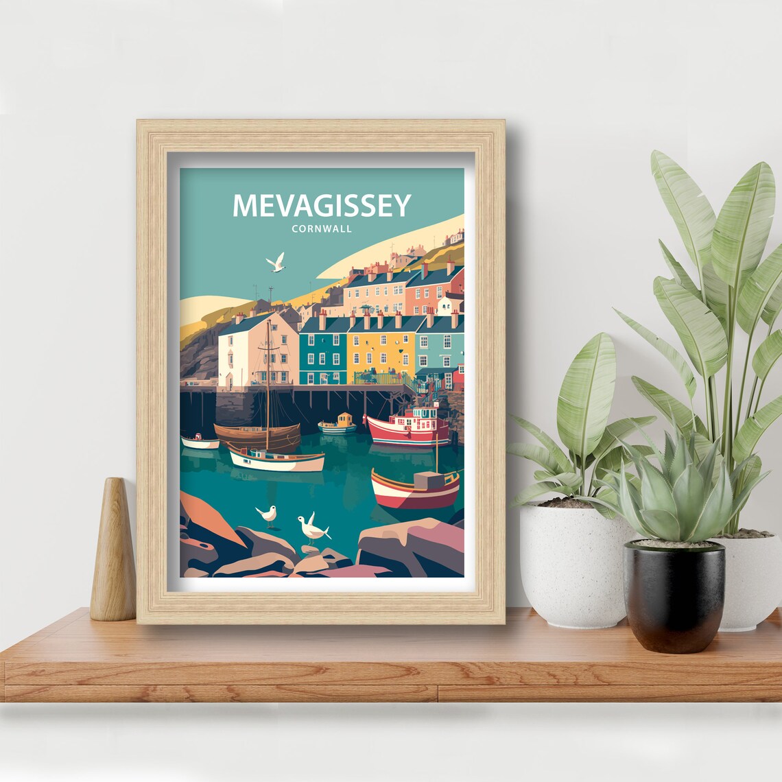 Mevagissey Harbour Travel Poster, Cornwall - Image 3