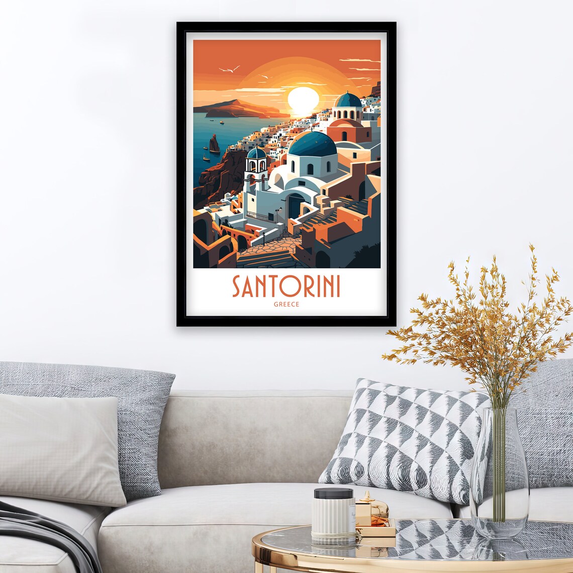Santorini Illustration Travel Poster - Image 3