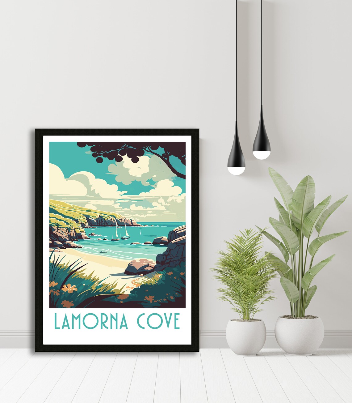 Lamorna Cove Cornwall Sailing Boats Hidden Cove Retro Travel Poster - Image 5