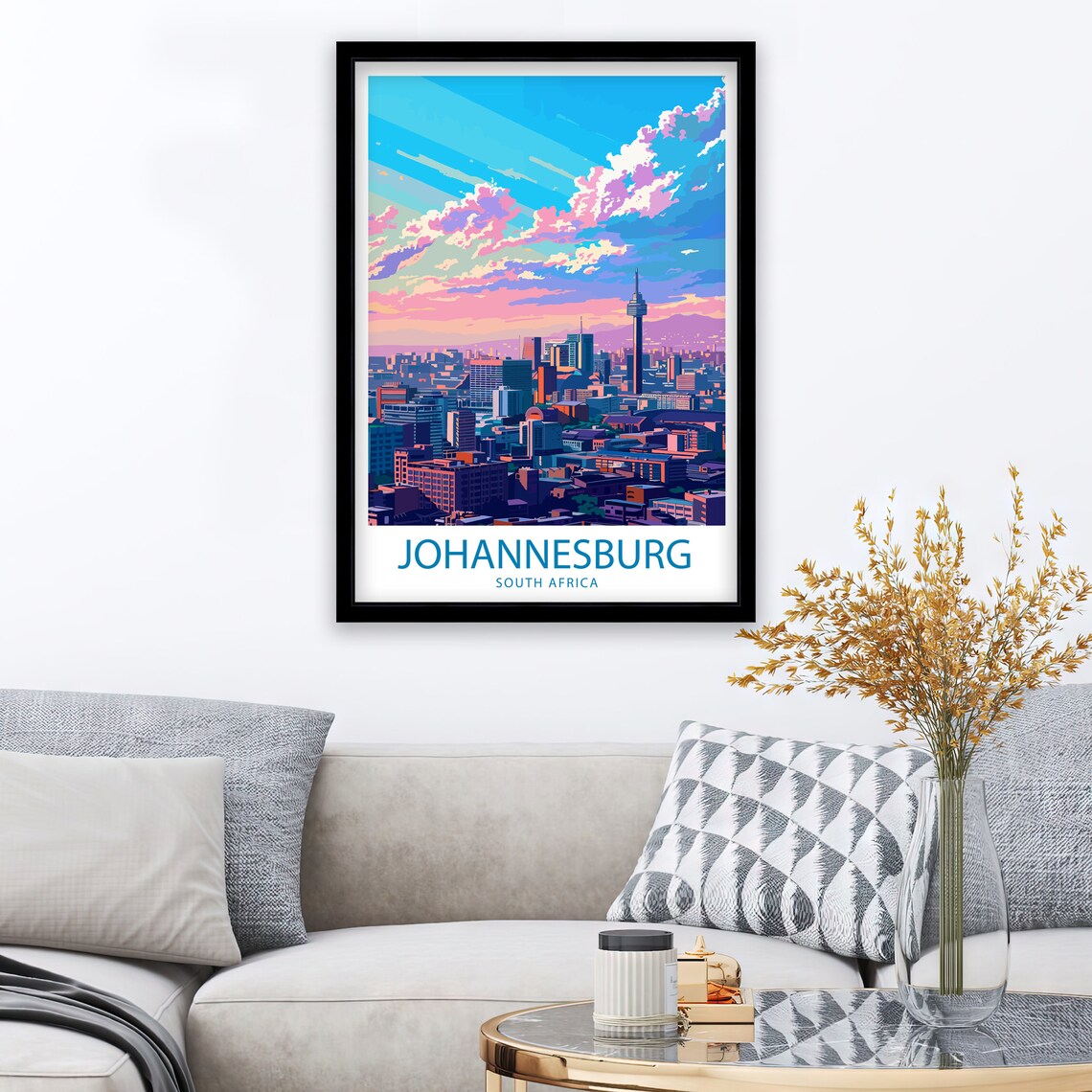 Johannesburg South Africa City Skyline at Sunset Tower View Poster - Image 2