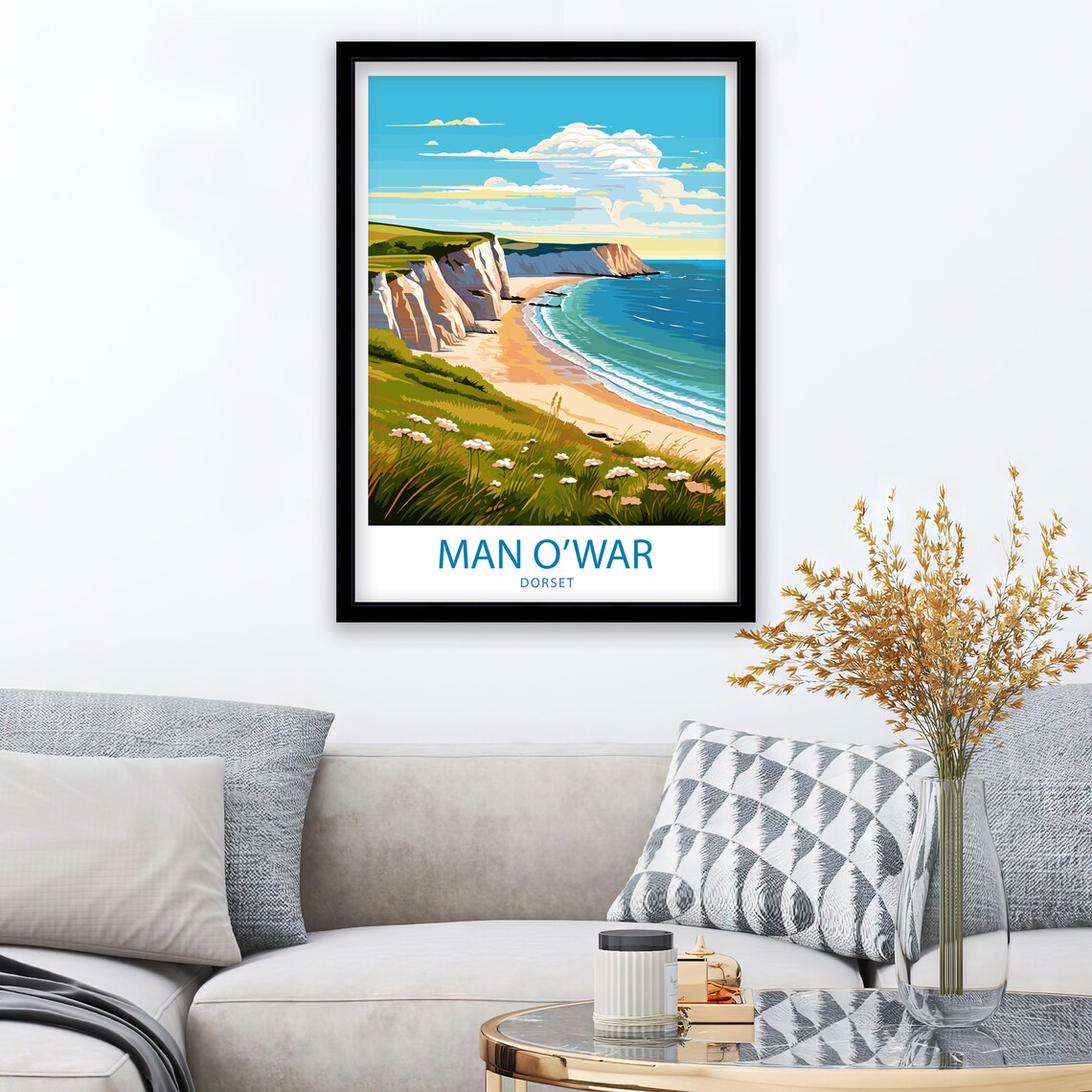 Man O' War Beach Travel Poster, Dorset - Image 2