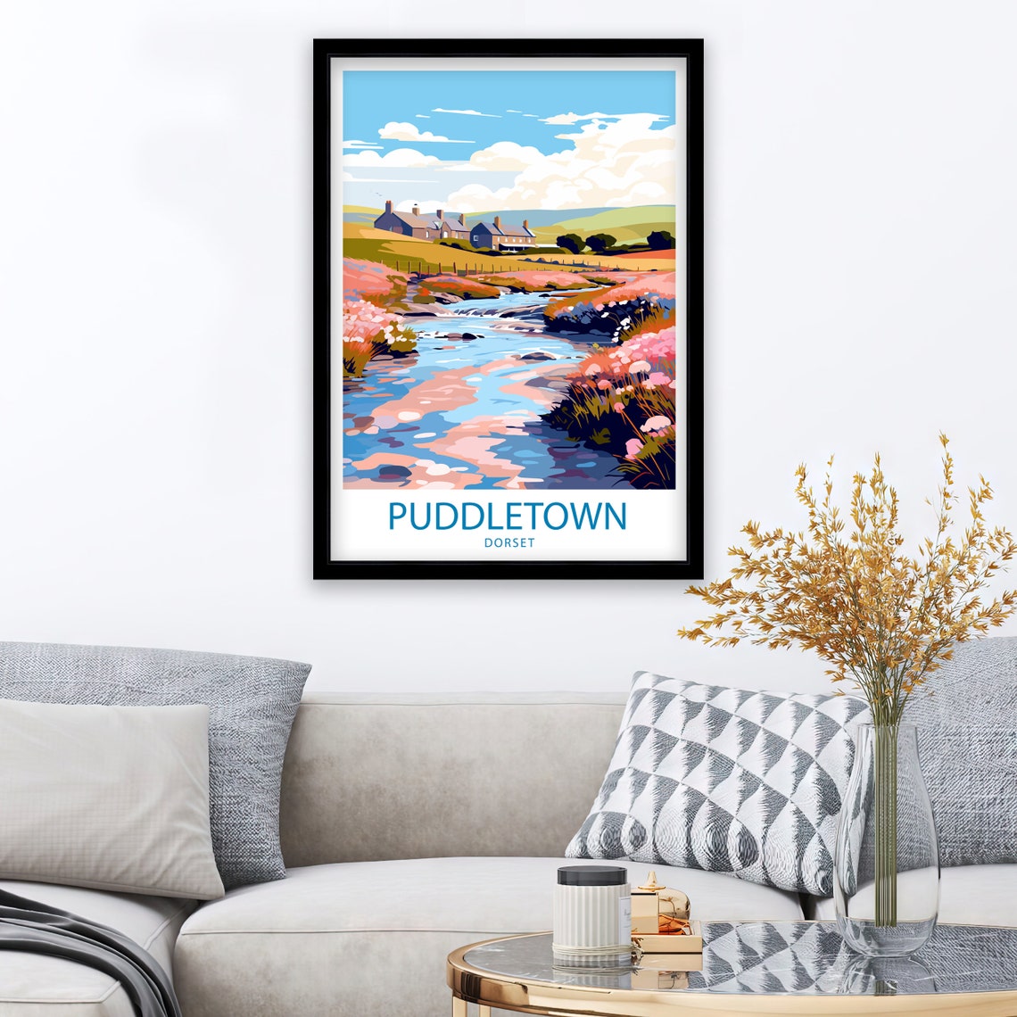 Puddletown Travel Print Puddletown Wall Decor Uk Puddletown Art Puddletown Wall Art Uk Poster Gift For Dorset Village Lovers Puddletown Art - Image 2