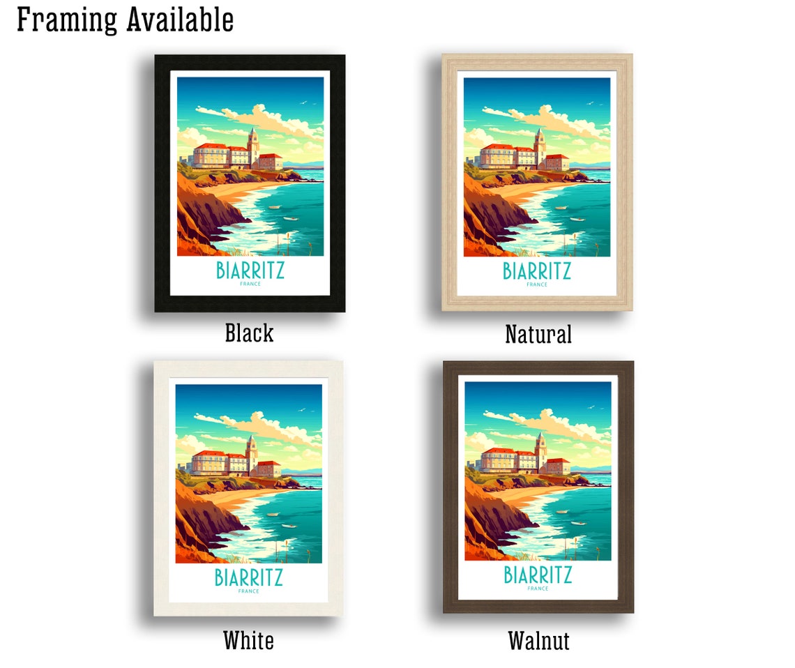 Biarritz France Clifftop Grand Hotel Beach Seaside Retro Poster - Image 2