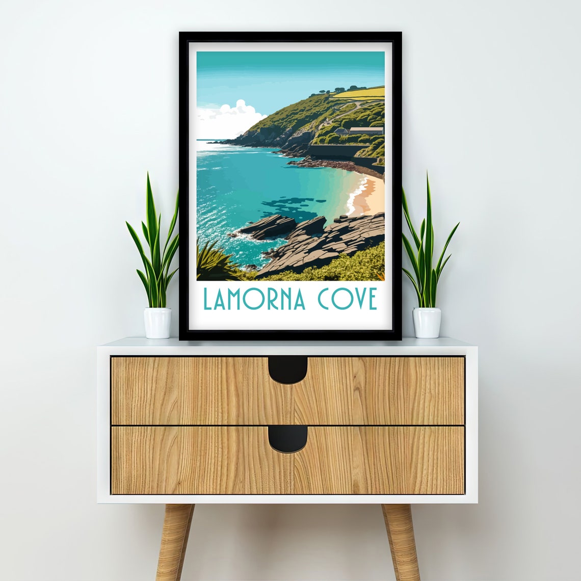 Lamorna Cove Cornwall Cliffs Coastal Walk Ocean View Travel Poster - Image 2
