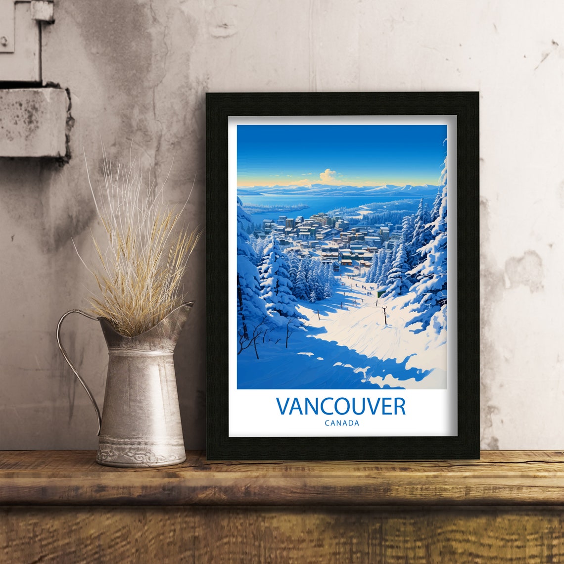 Vancouver Canada Snowy Ski Slope Winter Mountain Travel Poster - Image 6