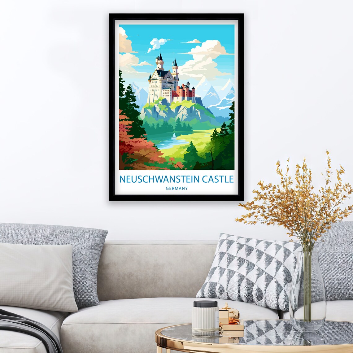 Neuschwanstein Castle Germany Fairytale Fortress Autumn Scene Poster - Image 2