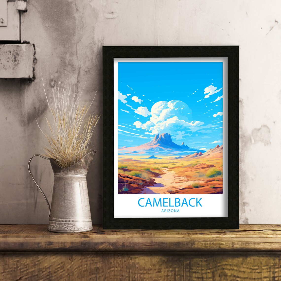 Camelback Arizona Desert Mountain Sunset Retro Travel Scene Poster - Image 6