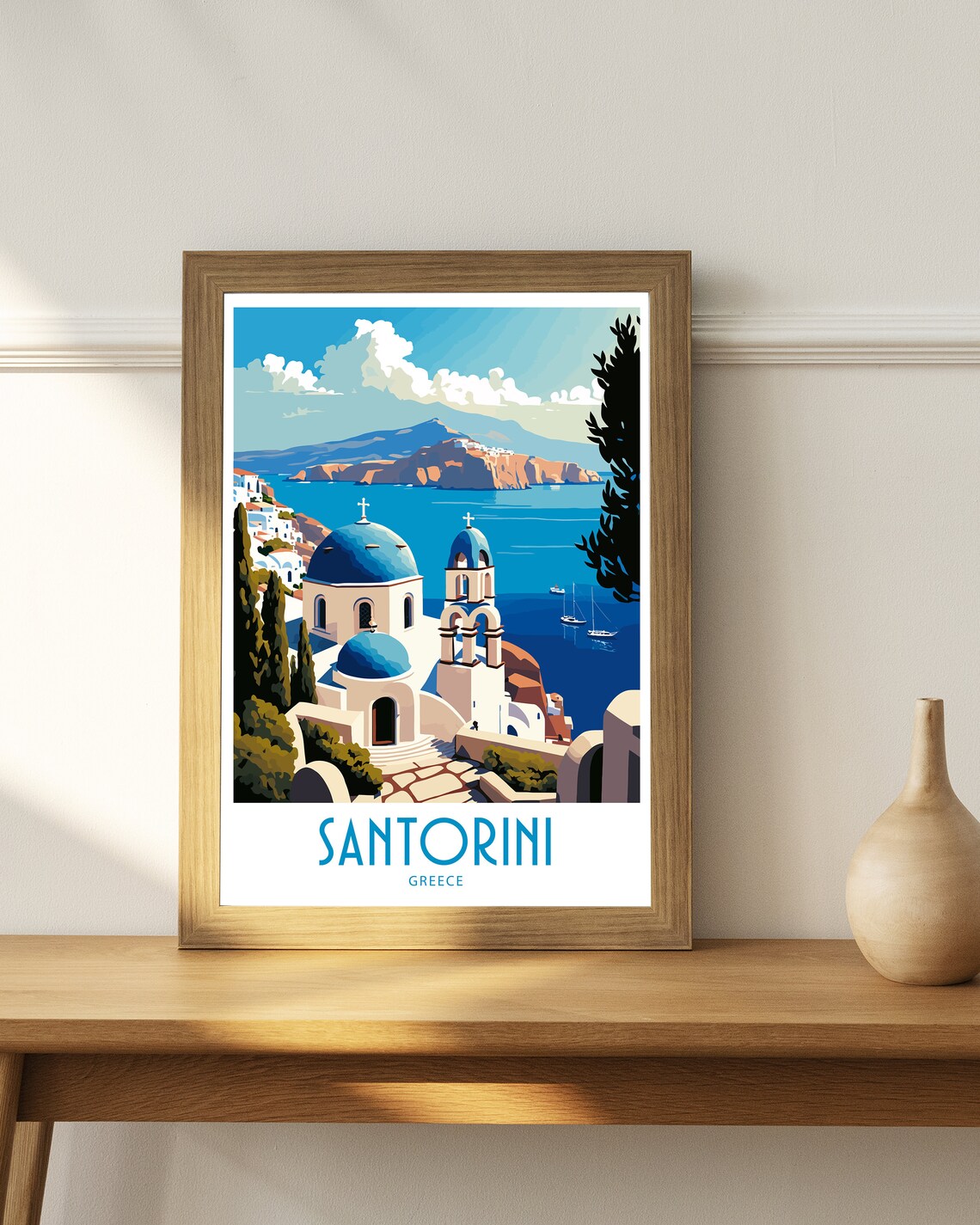 Santorini Greece Travel Poster, Home Decor Art Print - Image 4