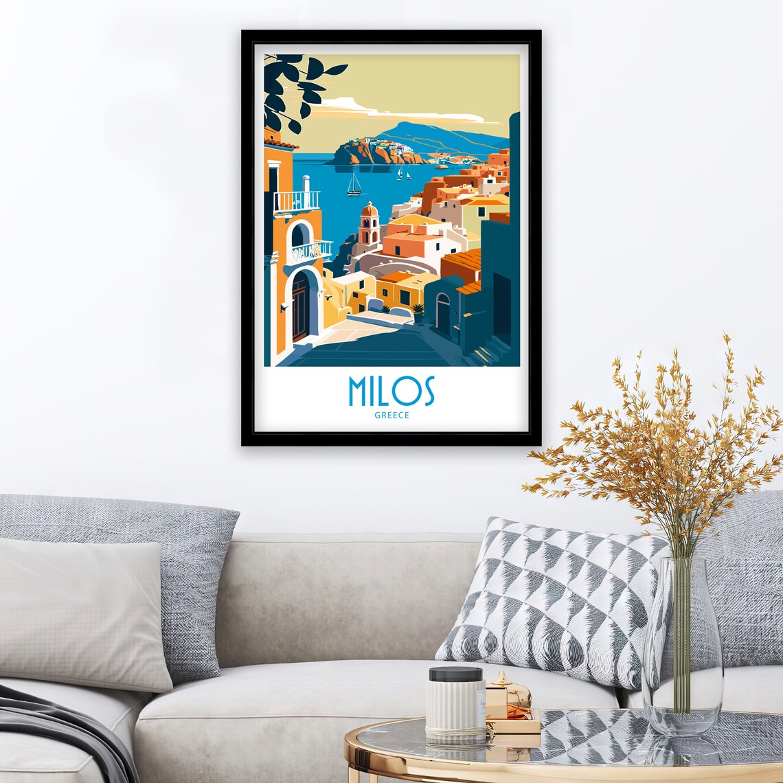 Milos Greece Golden Hour Harbor Town Sailboats Travel Art Poster - Image 3