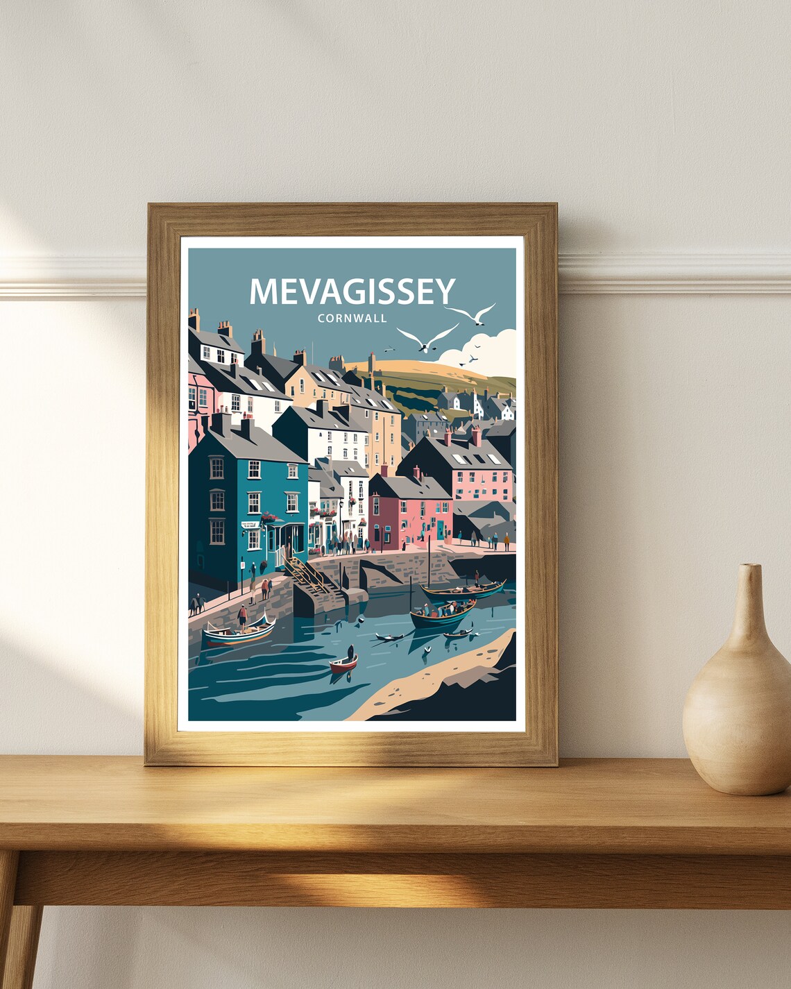 Mevagissey Travel Poster, Cornwall Harbour Art - Image 2