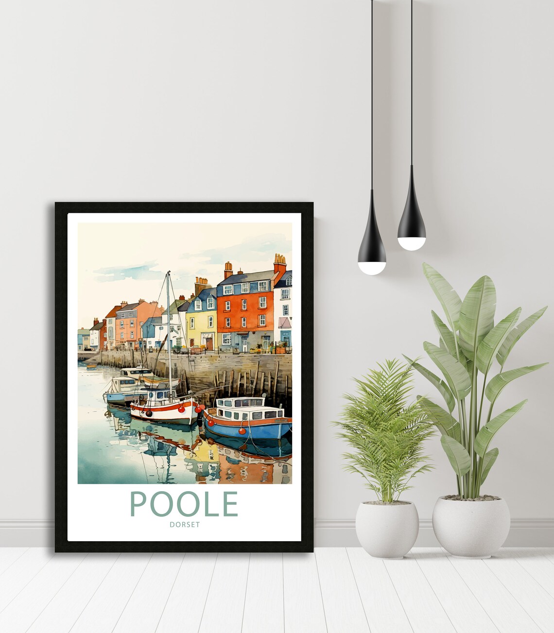 Poole Quay Travel Poster, Dorset Wall Art Print - Image 4