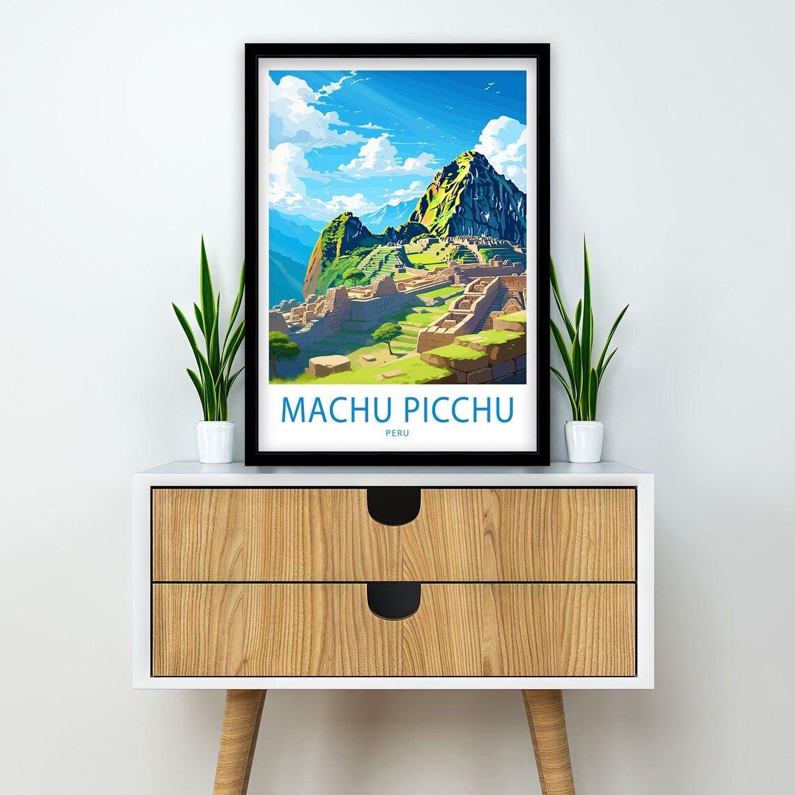 Machu Picchu Peru Ancient Ruins Mountain Illustrated Travel Poster - Image 2