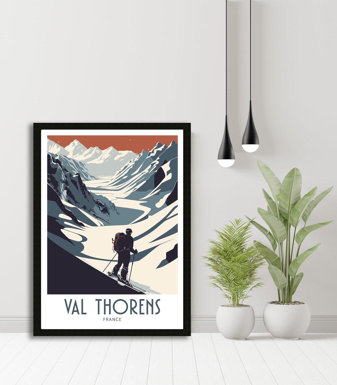 Val Thorens France Backcountry Skier Alpine Ascent Travel Poster - Image 4
