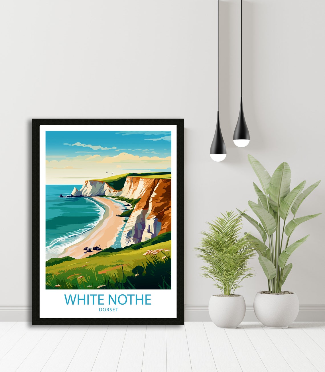 White Nothe Dorset Chalk Cliffs Secluded Beach Cove Travel Poster - Image 4