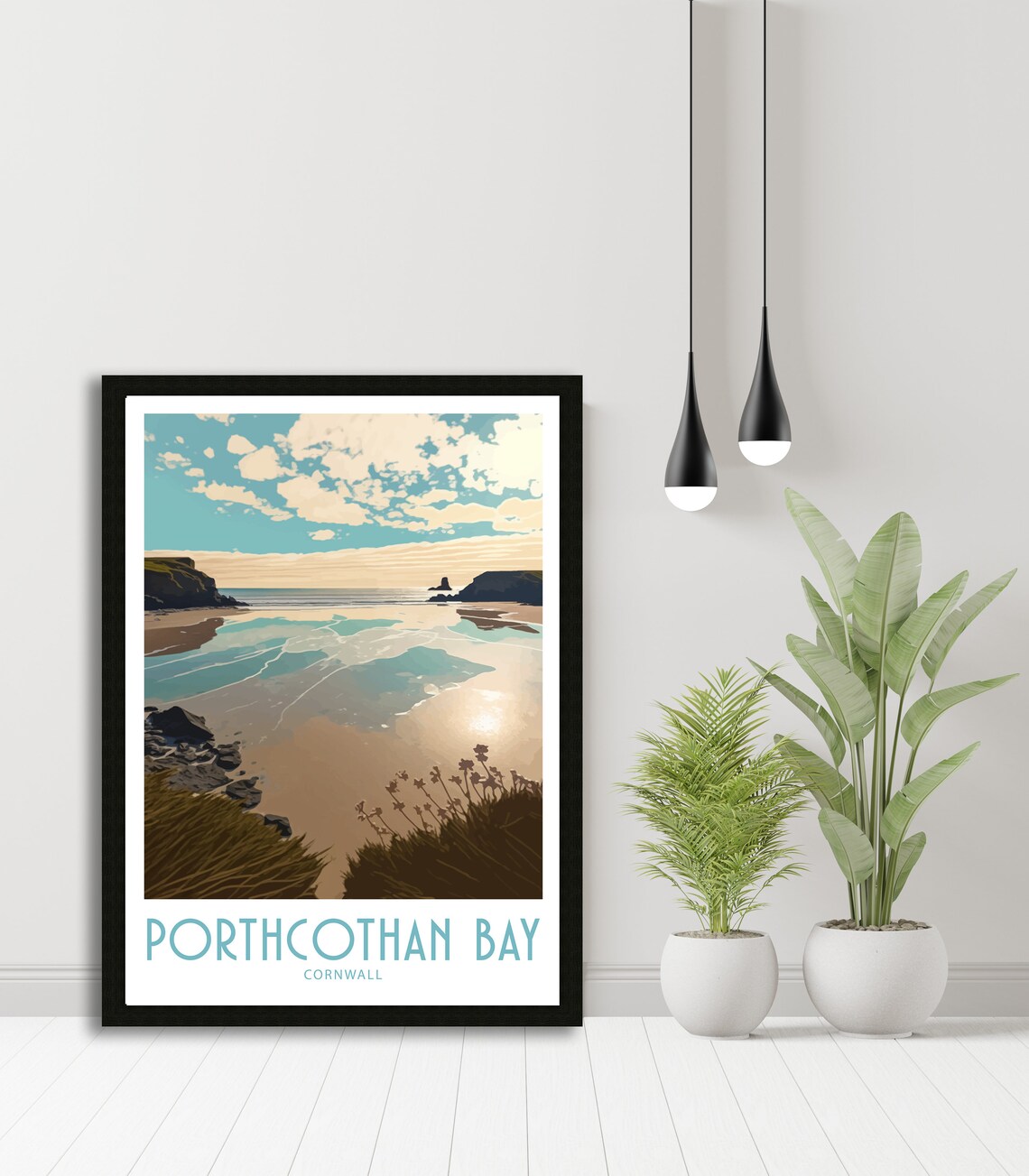 Porthcothan Bay Travel Poster, Cornwall Place Print - Image 6