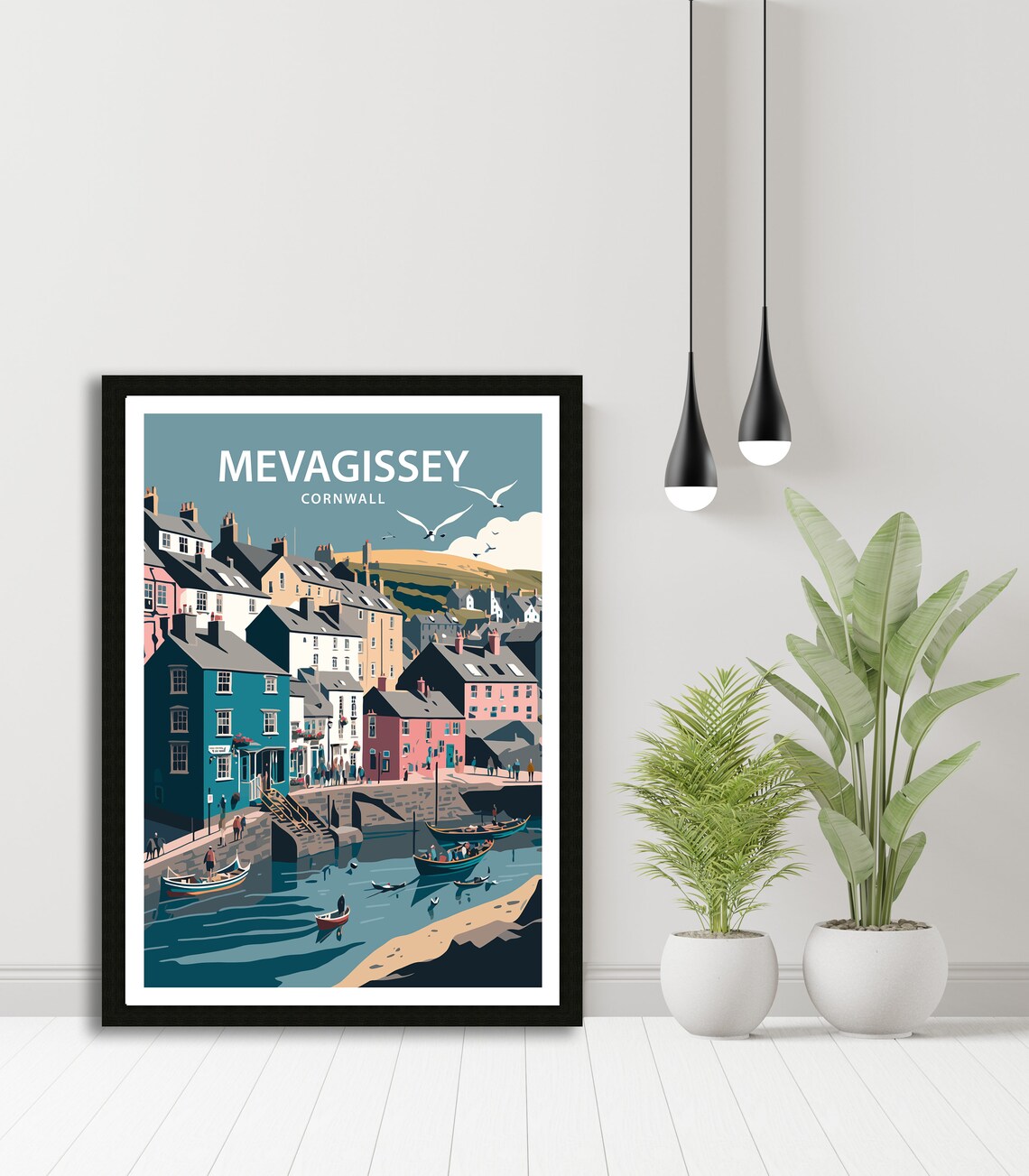 Mevagissey Travel Poster, Cornwall Harbour Art - Image 3