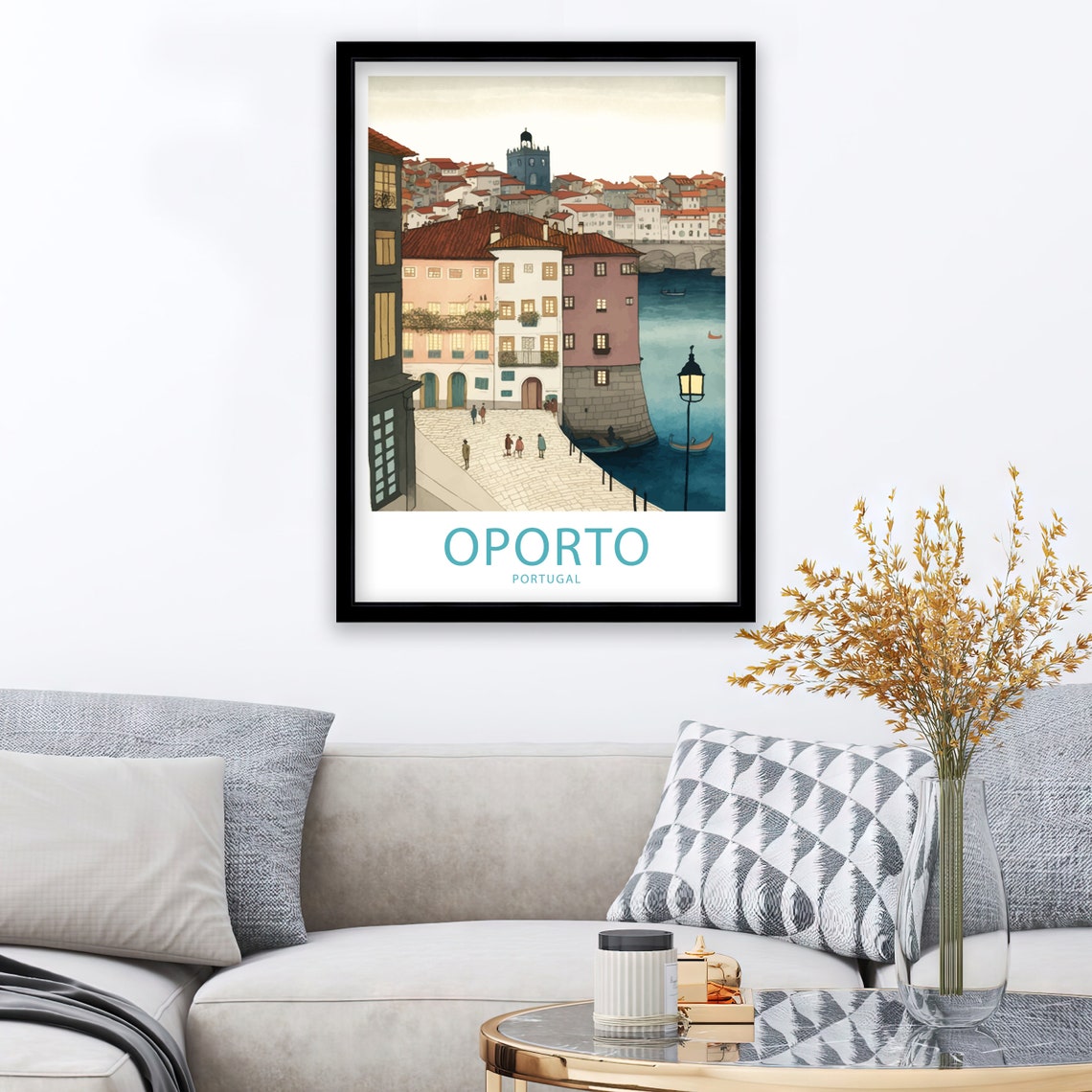 Oporto Travel Print Wall Art Oporto Portugal Travel Poster Gift For Oporto Scenery Wall Art Oporto Gift Wall Art Porto Portugal Island Print - Image 3