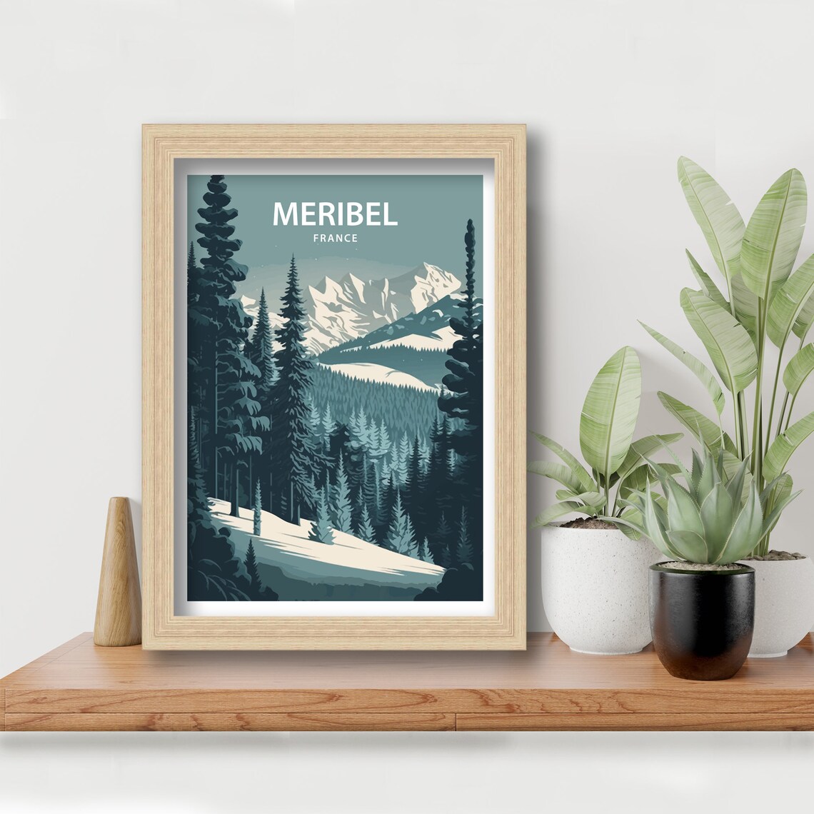 Meribel France Snowy Pine Forest Alpine Peak Winter Art Poster - Image 5