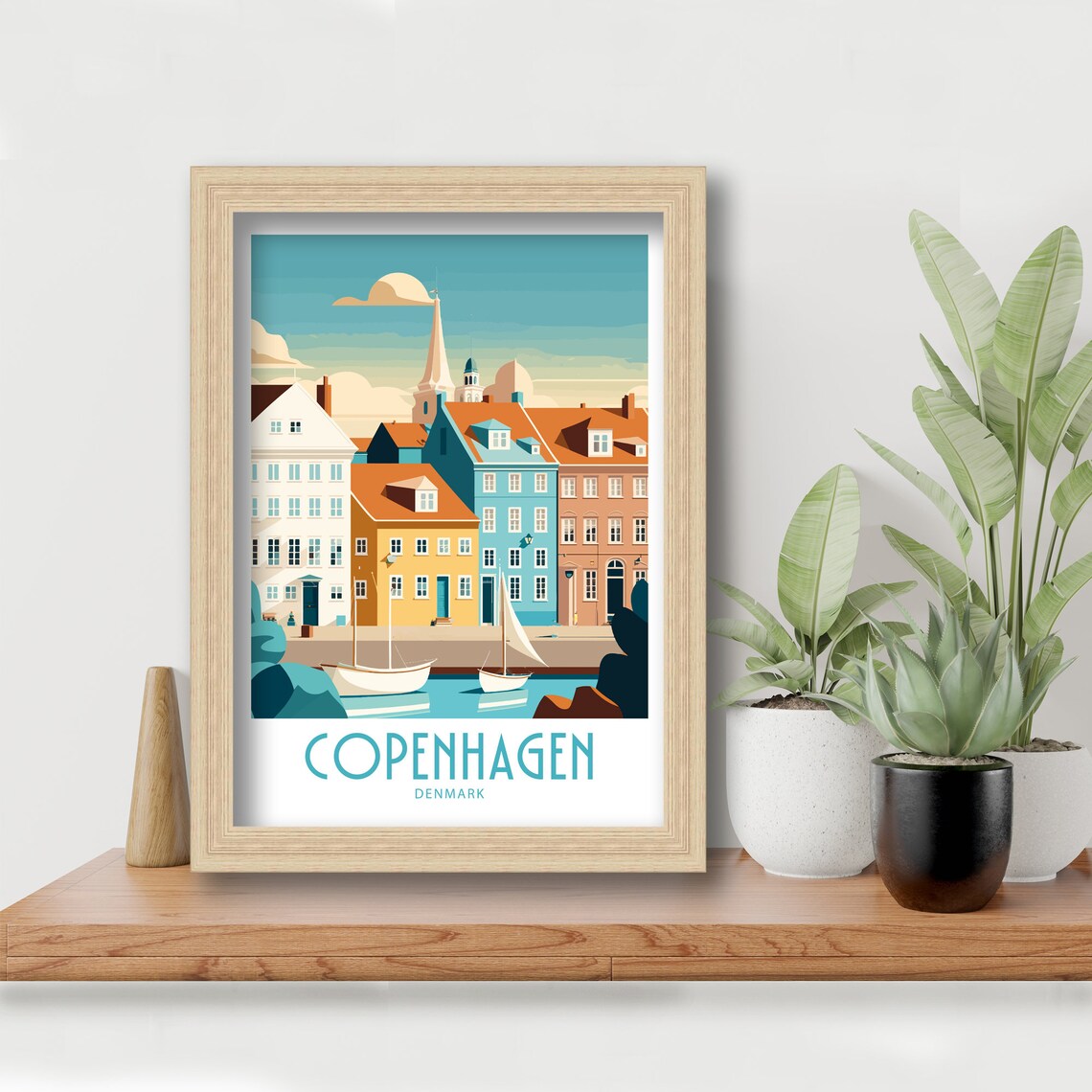 Copenhagen Denmark Pastel Harbor Houses Sailboats Retro Poster - Image 6