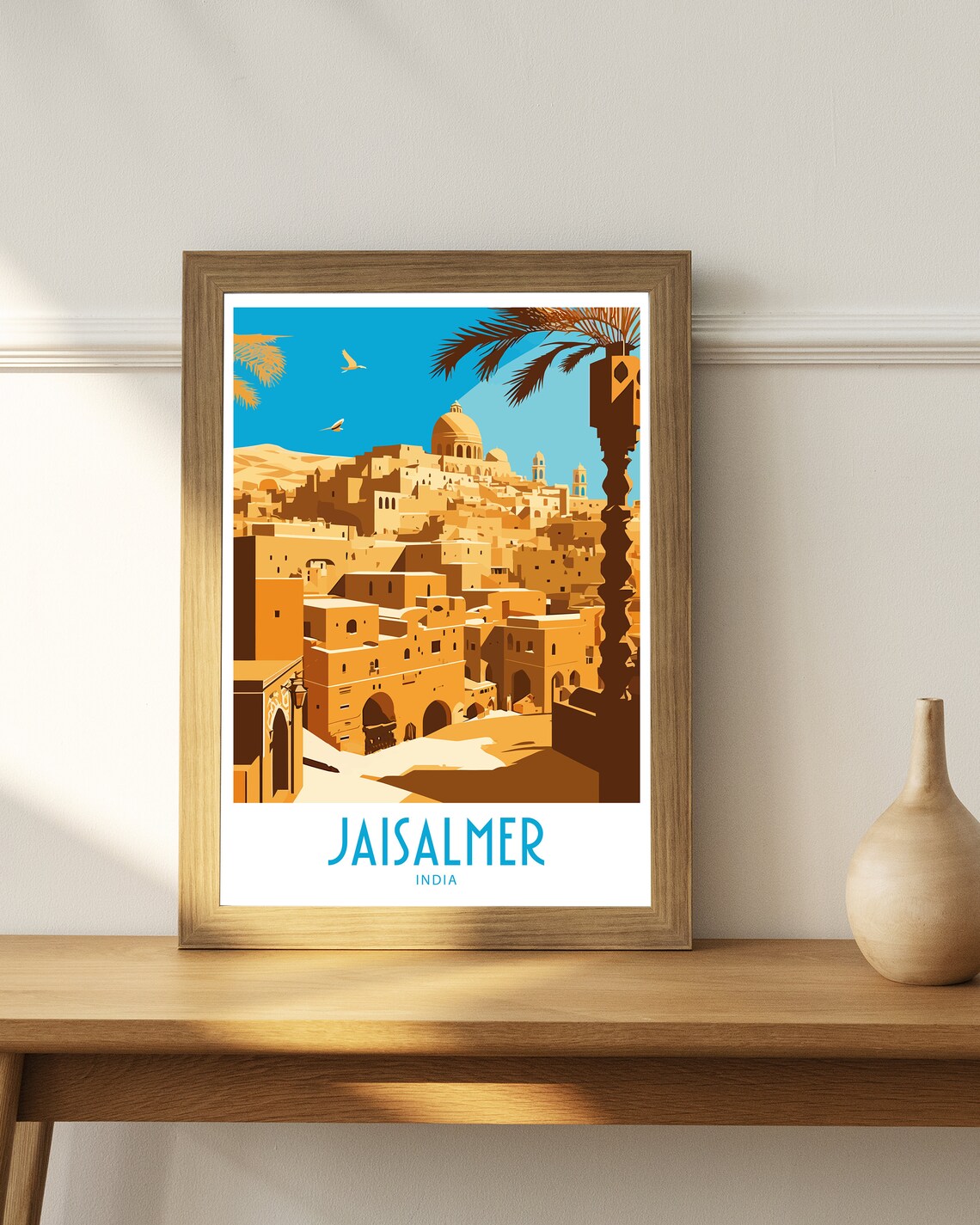 Jaisalmer India Golden Fort Desert City Palm Trees Vintage Poster - Image 4