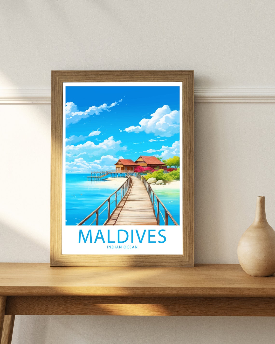 Maldives Indian Ocean Overwater Bungalow Wooden Pier Lagoon Poster - Image 6