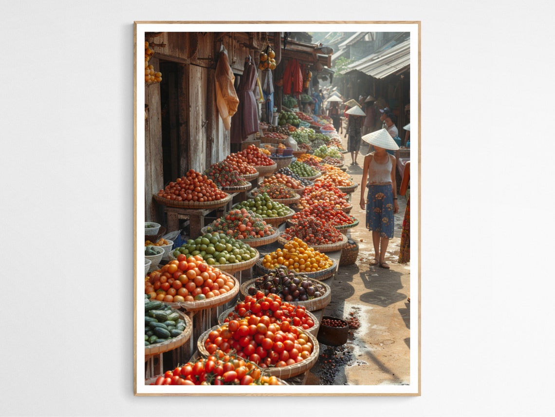 Market In Vietnam Art Print Cultural Elegant Home Interior Zen Living Gift