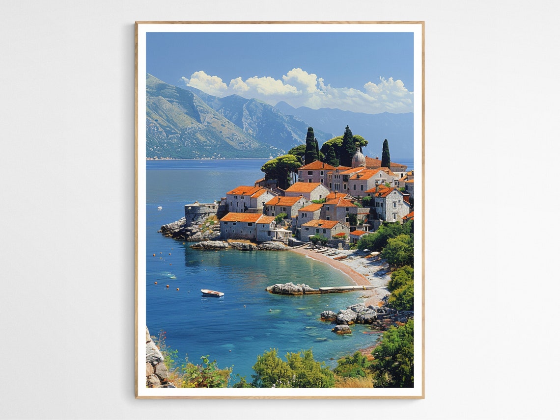 Sveti Stefan Montenegro Island Adriatic Coast Summer Travel Poster