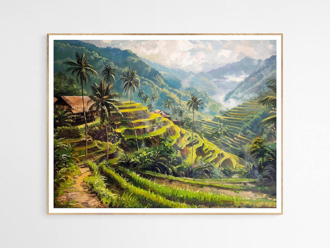 Banaue Rice Terraces Art Print, Filipino Cultural Decor