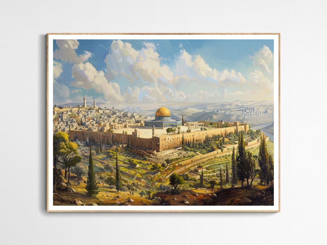 Jerusalem Dome of the Rock Panoramic Holy City Landscape Poster