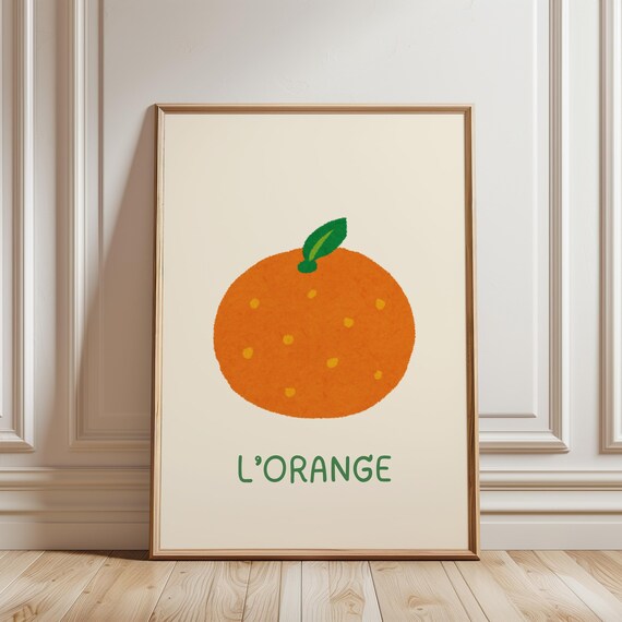 L'Orange Minimalist Fruit Poster Retro Kitchen Nursery Wall Decor
