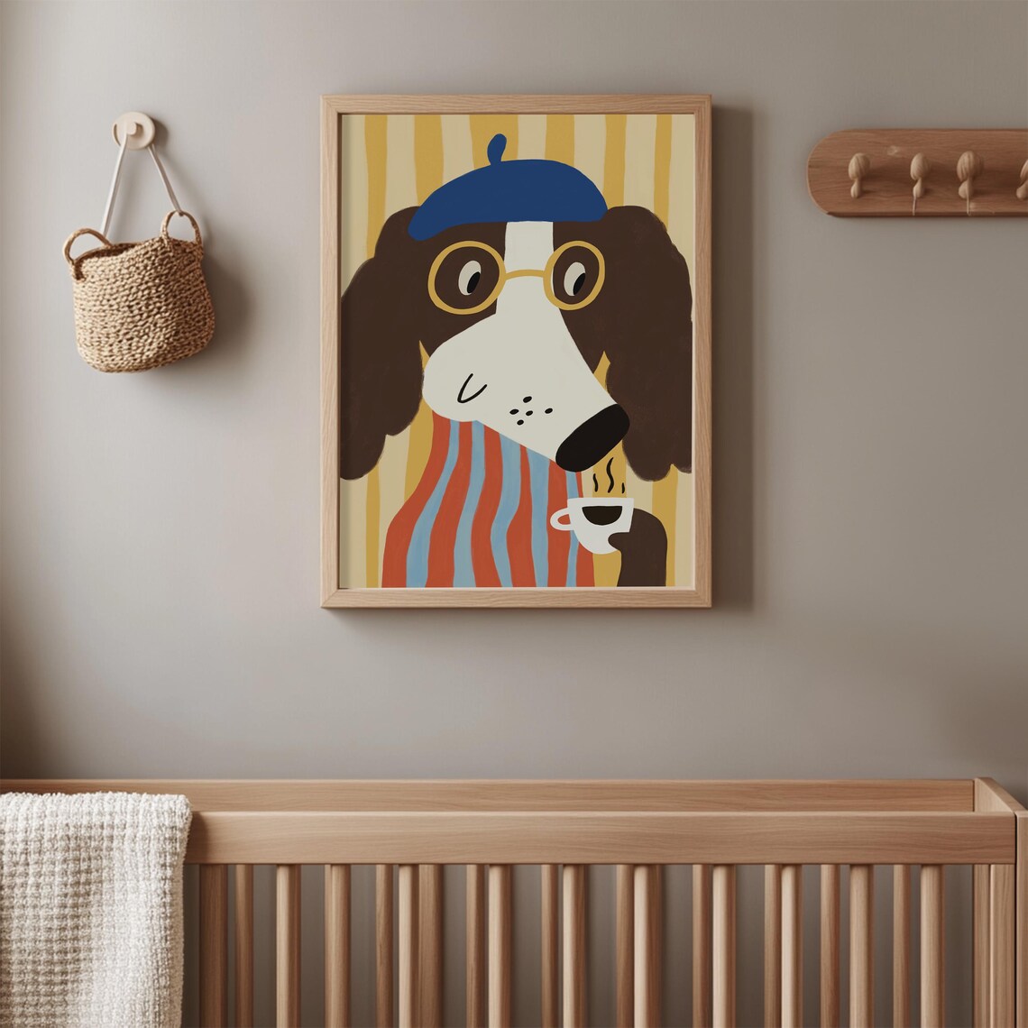 Dog With Tea Cup Whimsical Pet Lover Art Print