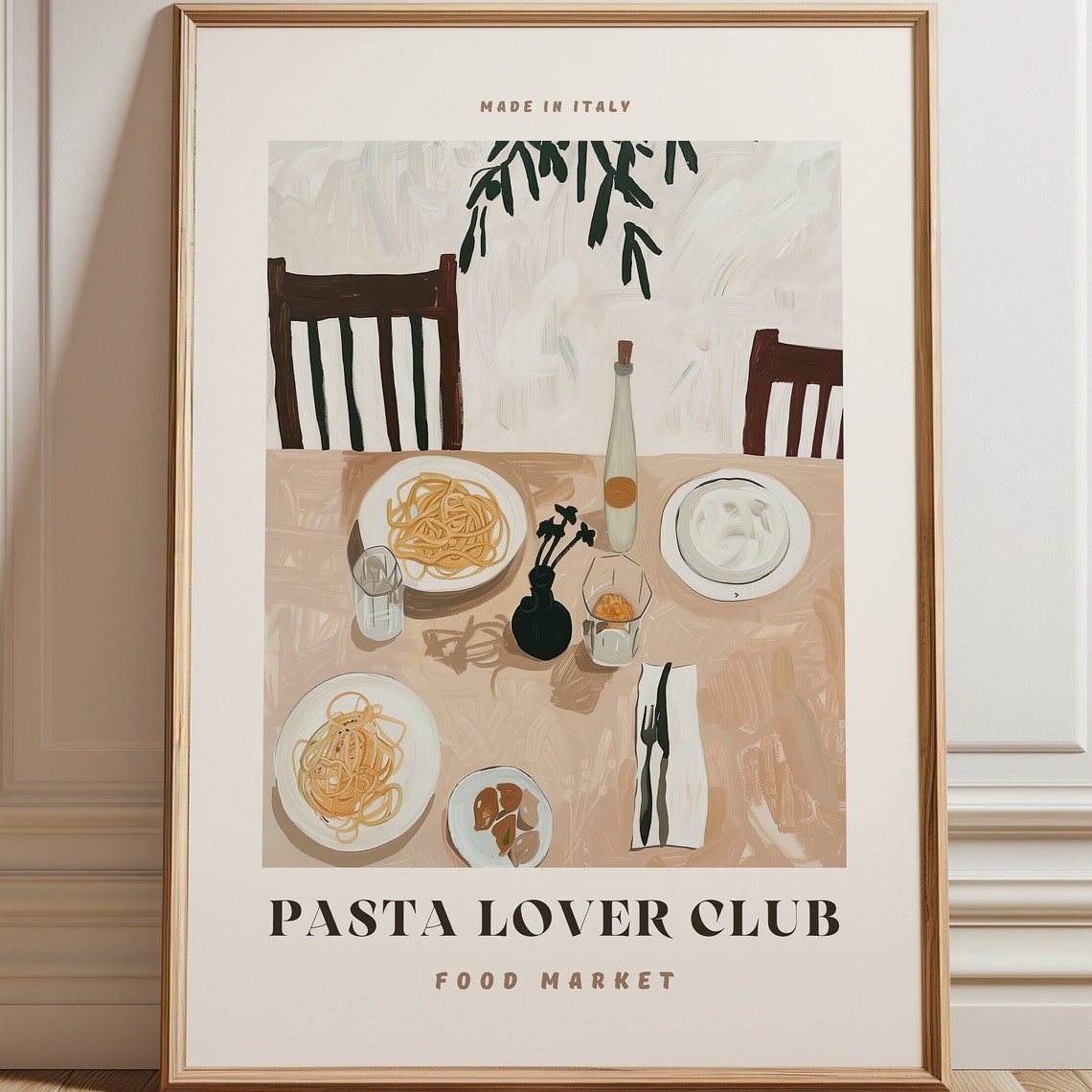 Pasta Lover Club Poster Print, Kitchen Wall Art