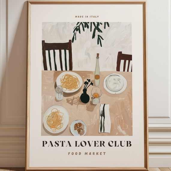 Pasta Lover Club Poster Print, Kitchen Wall Art