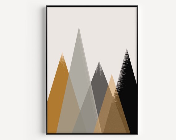 Mountain Print, Scandinavian Geometric Art Print