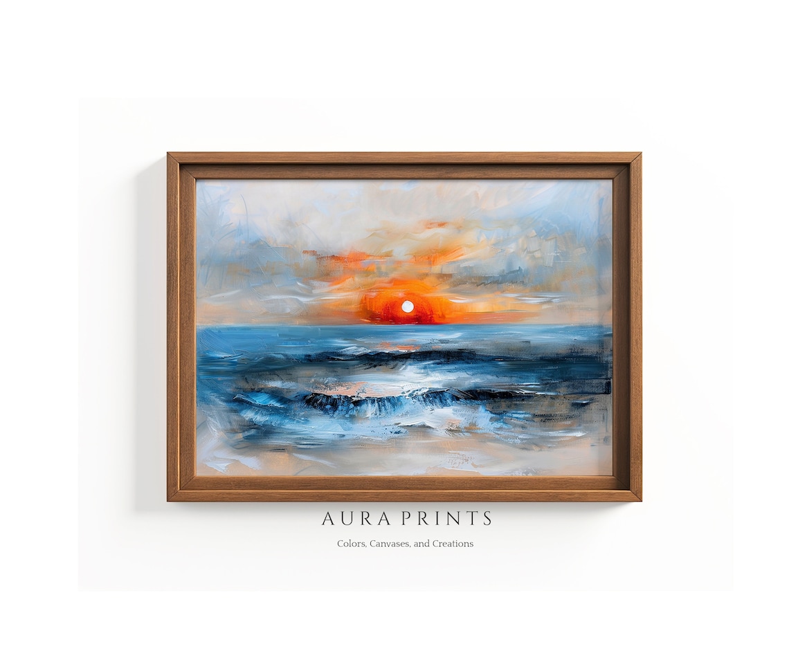 Sea Sunrise Coast Abstract Morning Ocean Minimalist Art Print