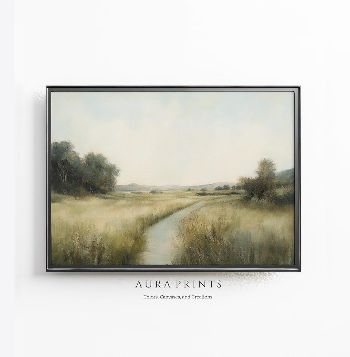 Winding Path Through Summer Field Muted Vintage Oil Painting Poster
