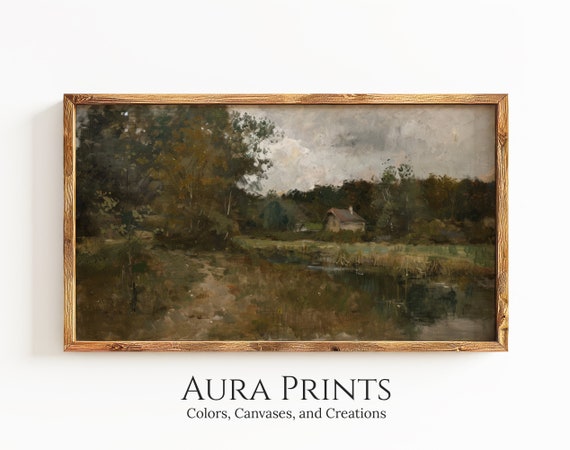 Frame Tv Art Country Farm Pond Landscape Highquality Soft Tone Rustic View 1063