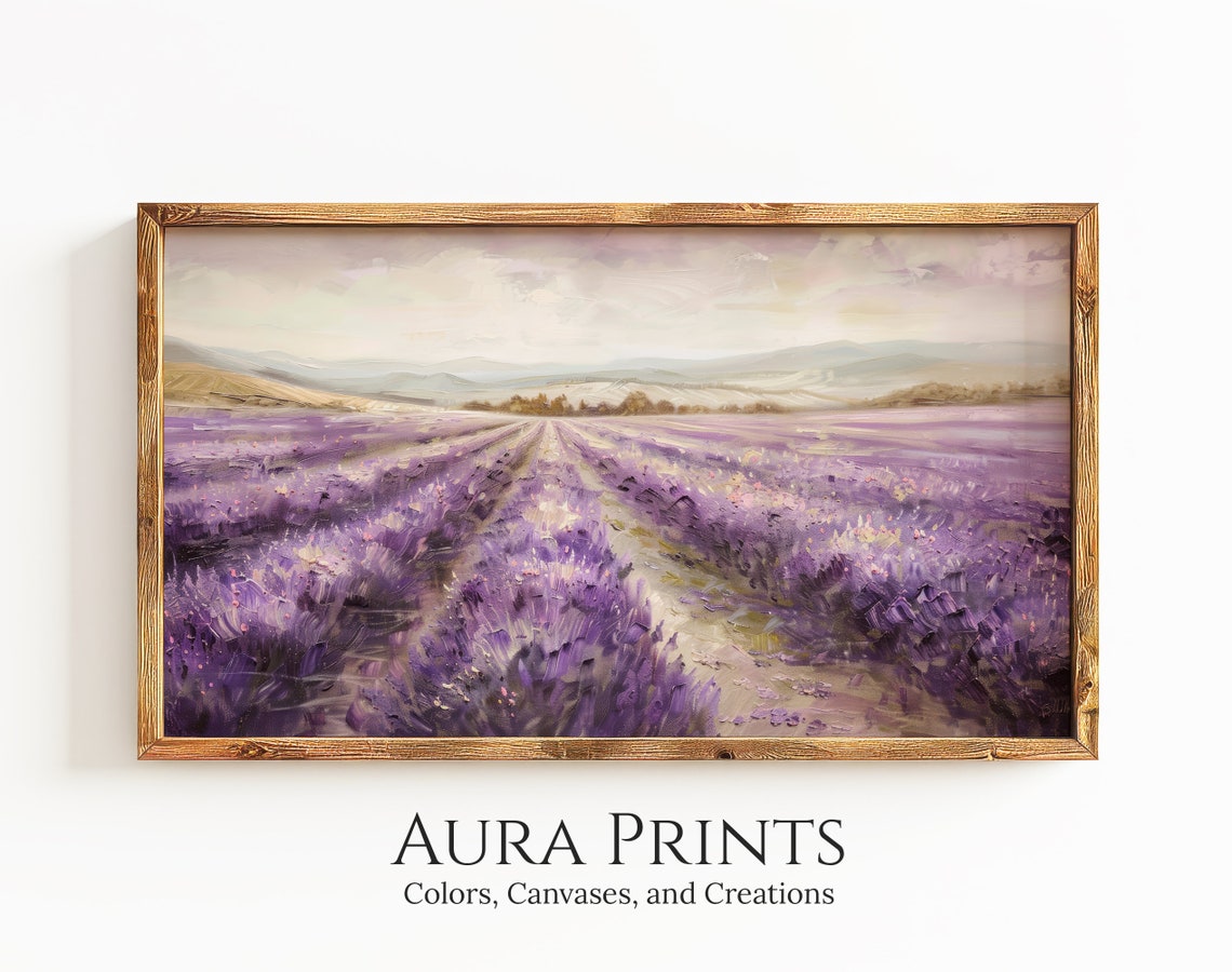 Purple Lavender Meadow Flower Field Panoramic Impressionist Wall Art
