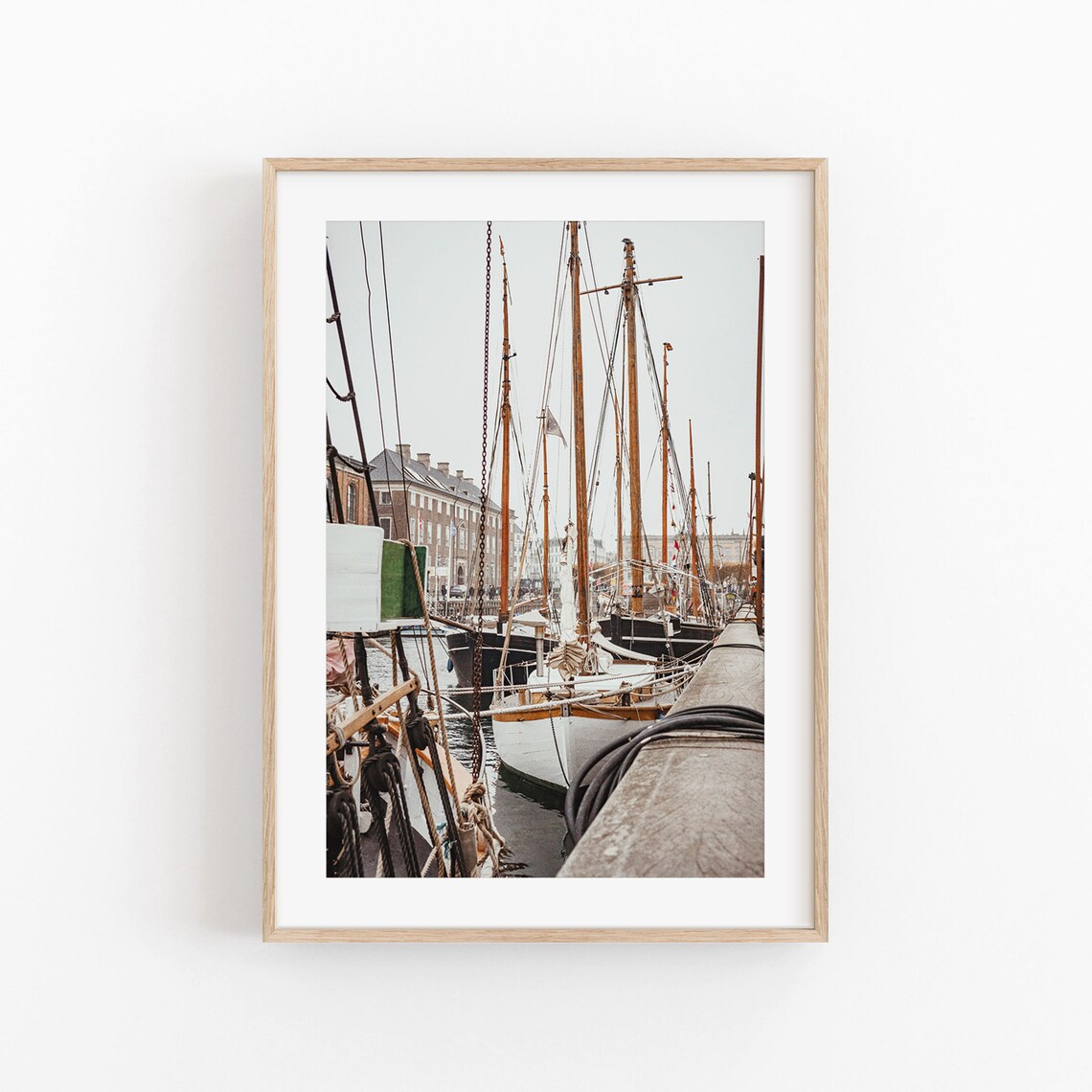 Denmark Poster, Scandinavian Boats Travel Poster