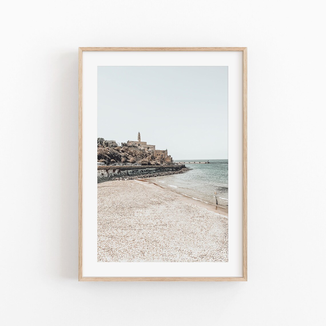 Tel Aviv Cityscape Travel Poster, Beach View