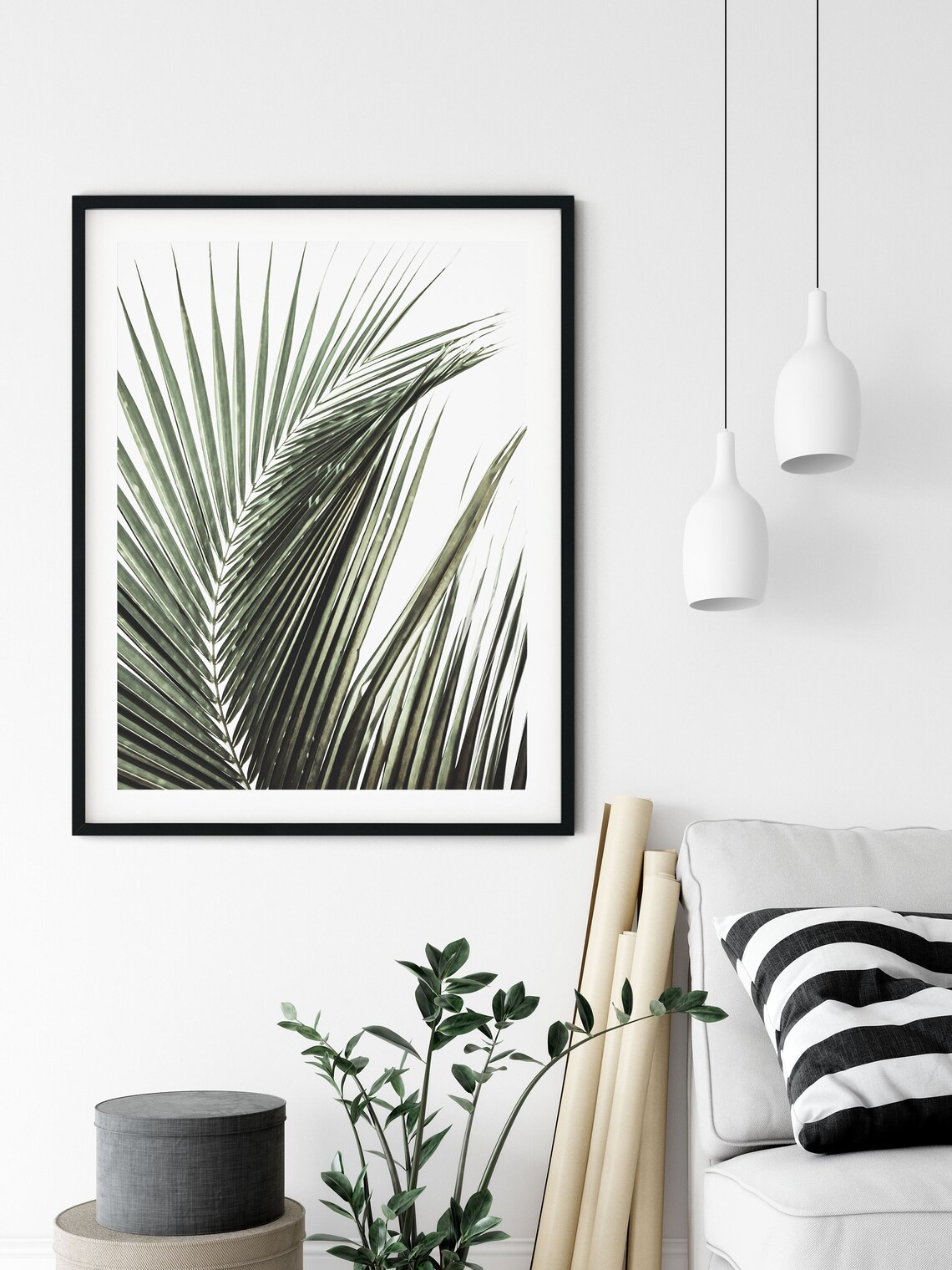 Palm Leaves Art Print, Minimalist Botanical Decor
