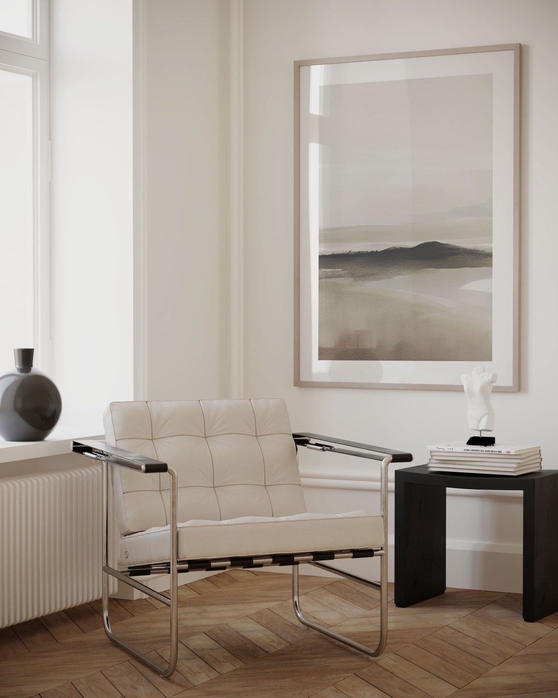 Modern Neutral Abstract Watercolor Landscape Minimalist Print - Image 3